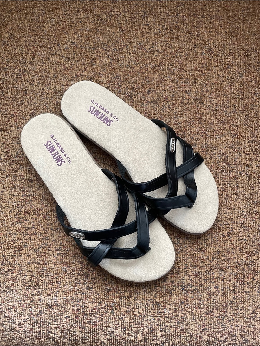 Bass Black Crisscross Slide Sandals